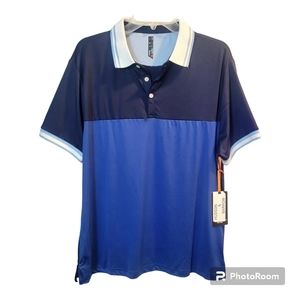 Hudson & Barrow Men's Blue/White Performance Stretch Polo Shirt | Size L | NWT